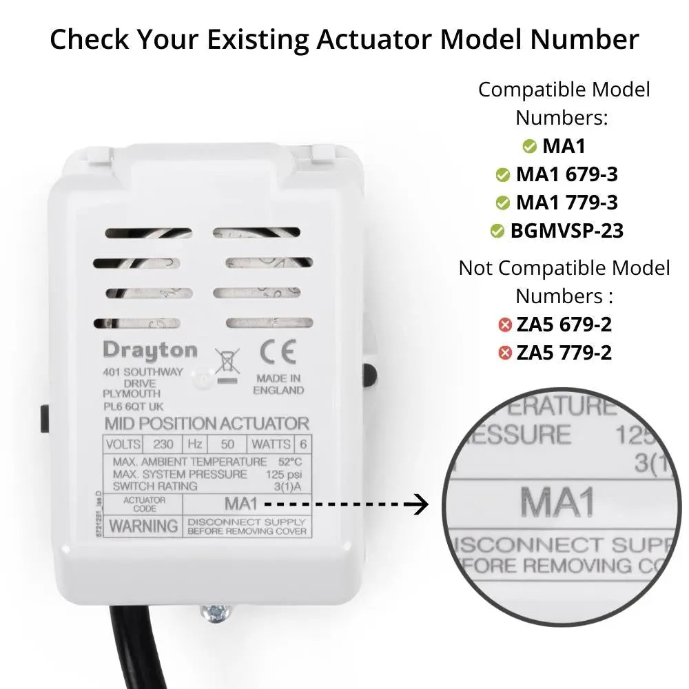 Drayton MA1 replacement actuator head for 3-port mid-position valves, part 27651 – view 14