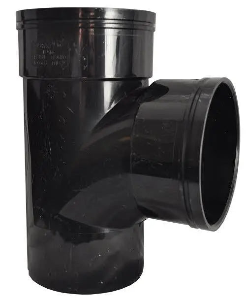 110mm Solvent Weld Soil Double Socket 90 Degree Tee Black Lava