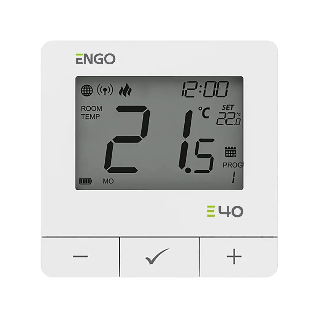 ENGO E40 Zigbee programmable room thermostat, part of the ENGO heating controls range