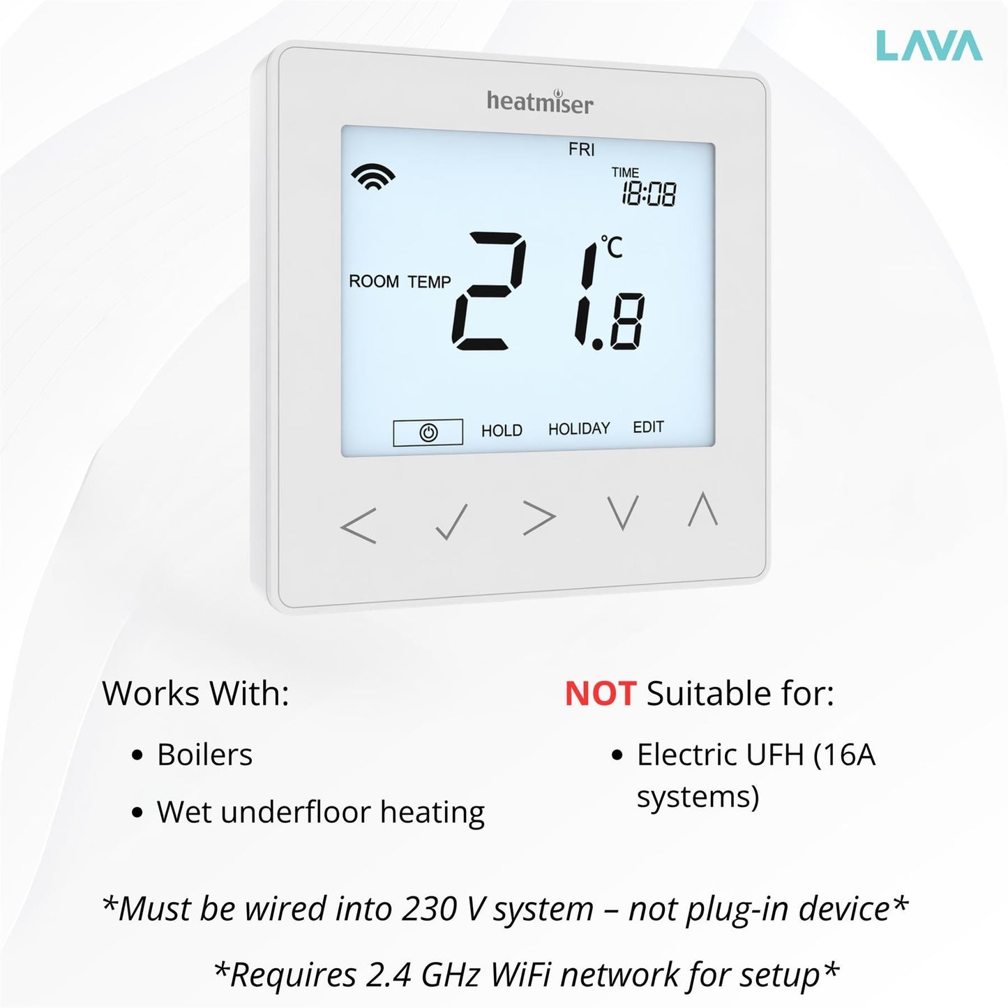 Heatmiser NeoStat WIFI Thermostat - Glacier White Heatmiser