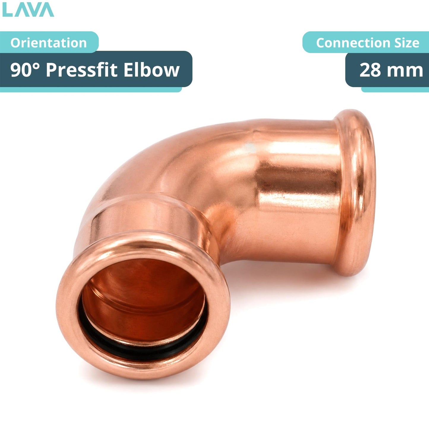 LavaPlumb Copper Pressfit 90 Degree Elbow - 28mm - 5 Pack LavaPlumb