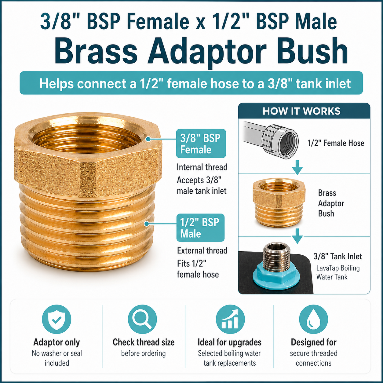 LavaTap Boiling Water Tank with 1/2 Inch Adaptor LavaTap