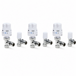 3 x Thermostatic Radiator Valve TRV & Lockshield 15mm Angled LavaTap