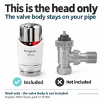 Drayton TRV4 Classic Thermostatic Radiator Valve Sensing Head Only - Chrome and White, Part 07 25 006 Drayton