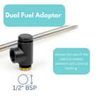 Dual Fuel Kit Thermostatic 300W Towel Rail Heating Element - Anthracite Lava Wholesale - Close Up Detail