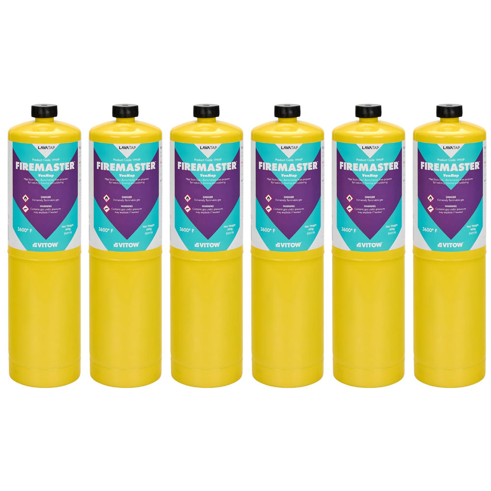 Firemaster Mapp Gas 400g Cylinder x 6 Firemaster