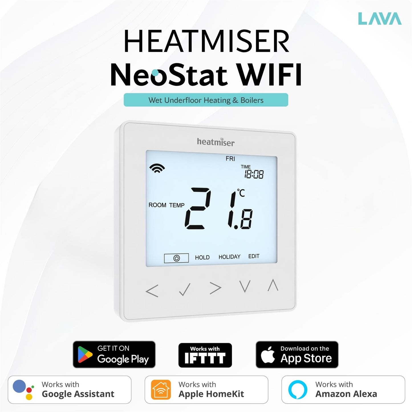Heatmiser NeoStat WIFI Thermostat - Glacier White Heatmiser