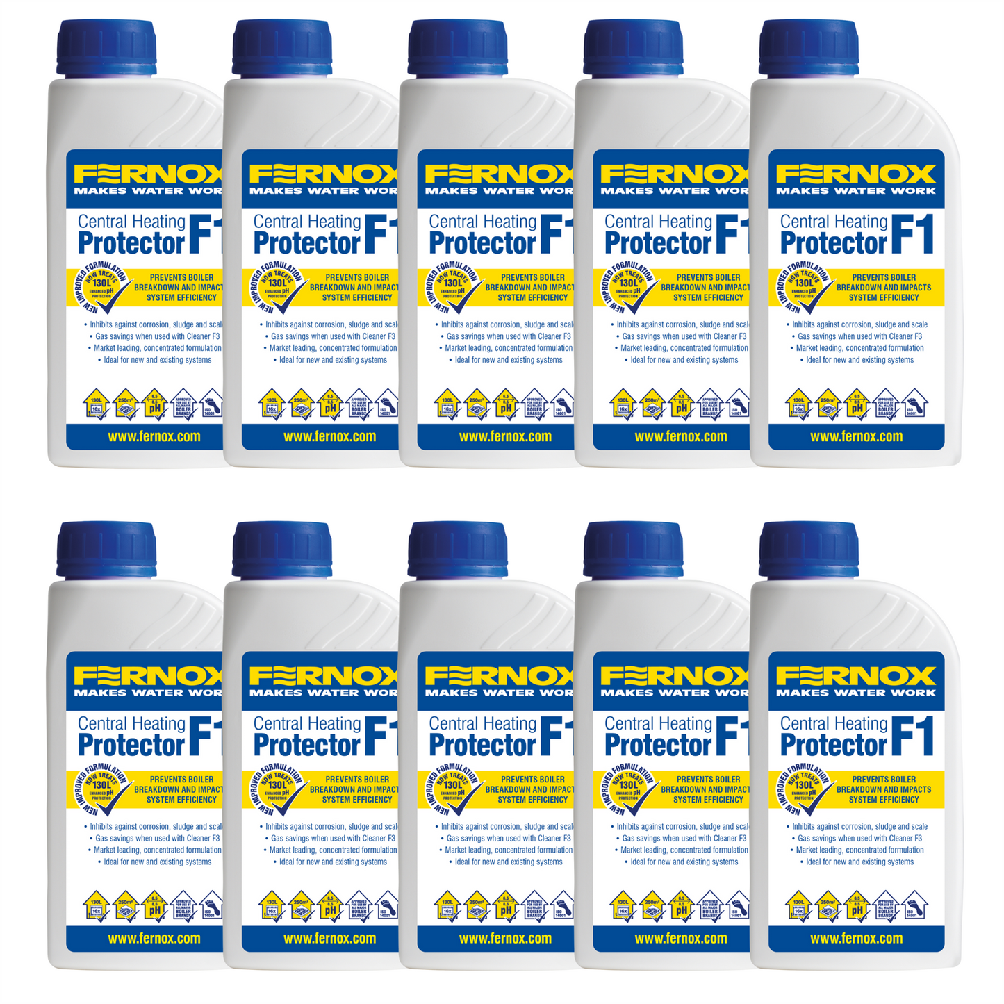 10 x Fernox F1 Central Heating Protector 500ml 56599 Fernox