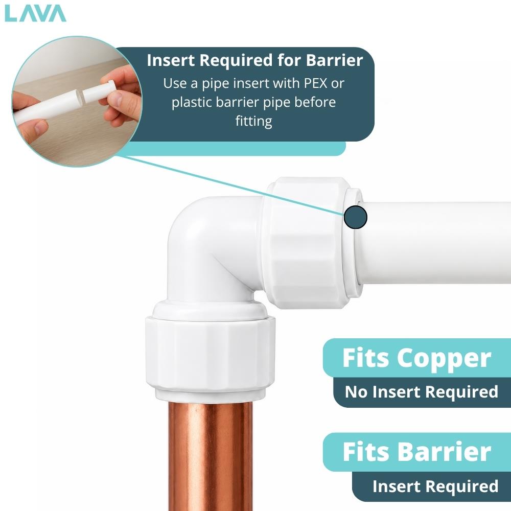 LavaPlumb 22mm push fit elbow, white, 5 pack – view 8