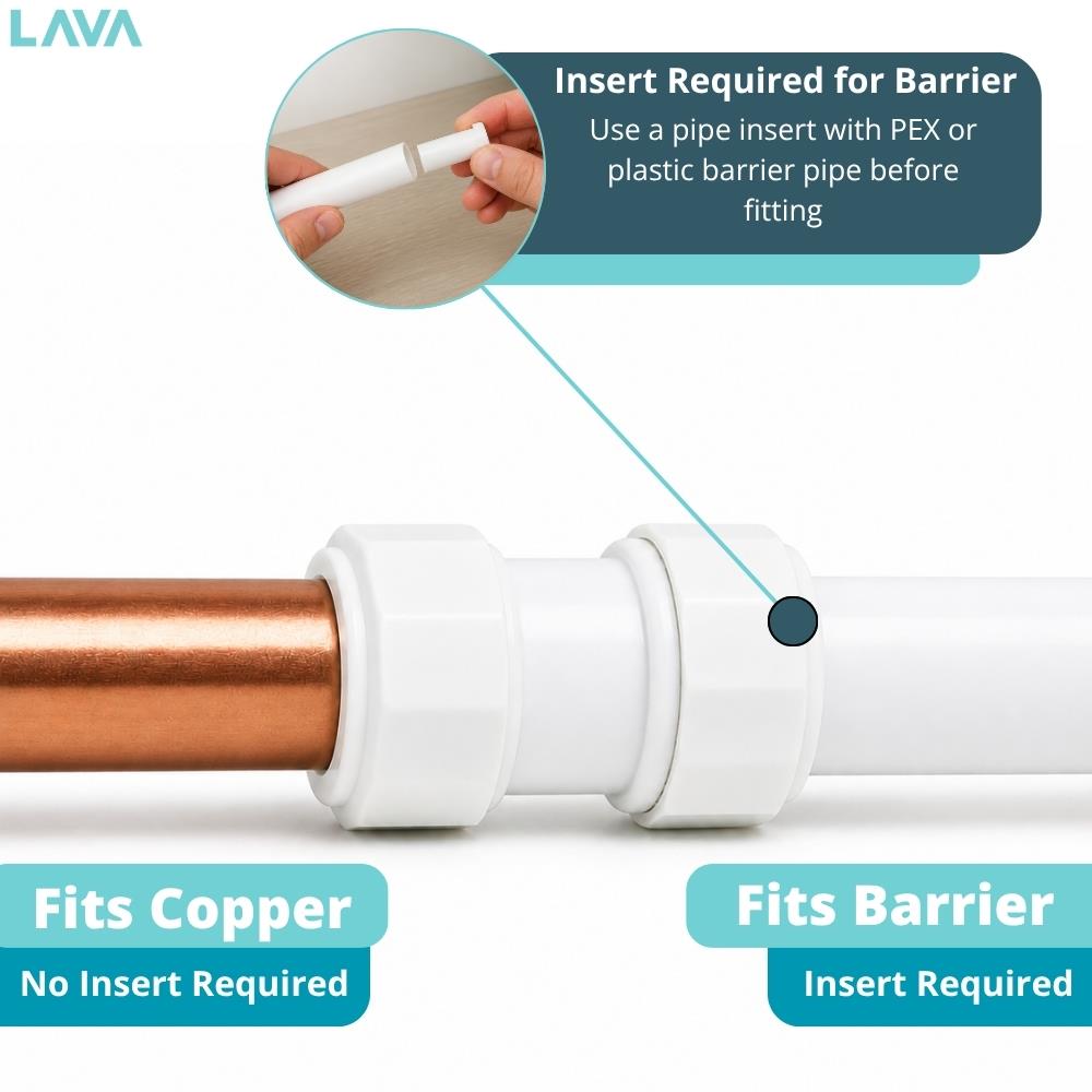 LavaPlumb 22mm push fit straight coupler, white, 5 pack – view 8
