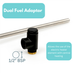 Dual Fuel Kit Thermostatic 300W Towel Rail Heating Element - Black Lava Wholesale - Close Up Detail