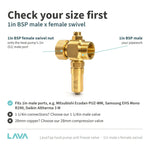 LavaTap 1in male x female swivel anti freeze valve – check your size