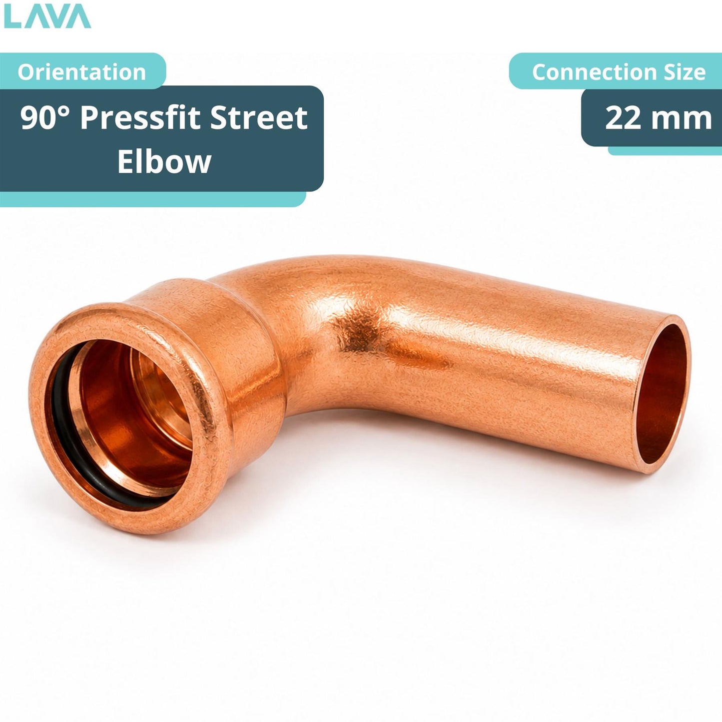 LavaPlumb Copper Pressfit 90 Degree Street Elbow - 22mm LavaPlumb