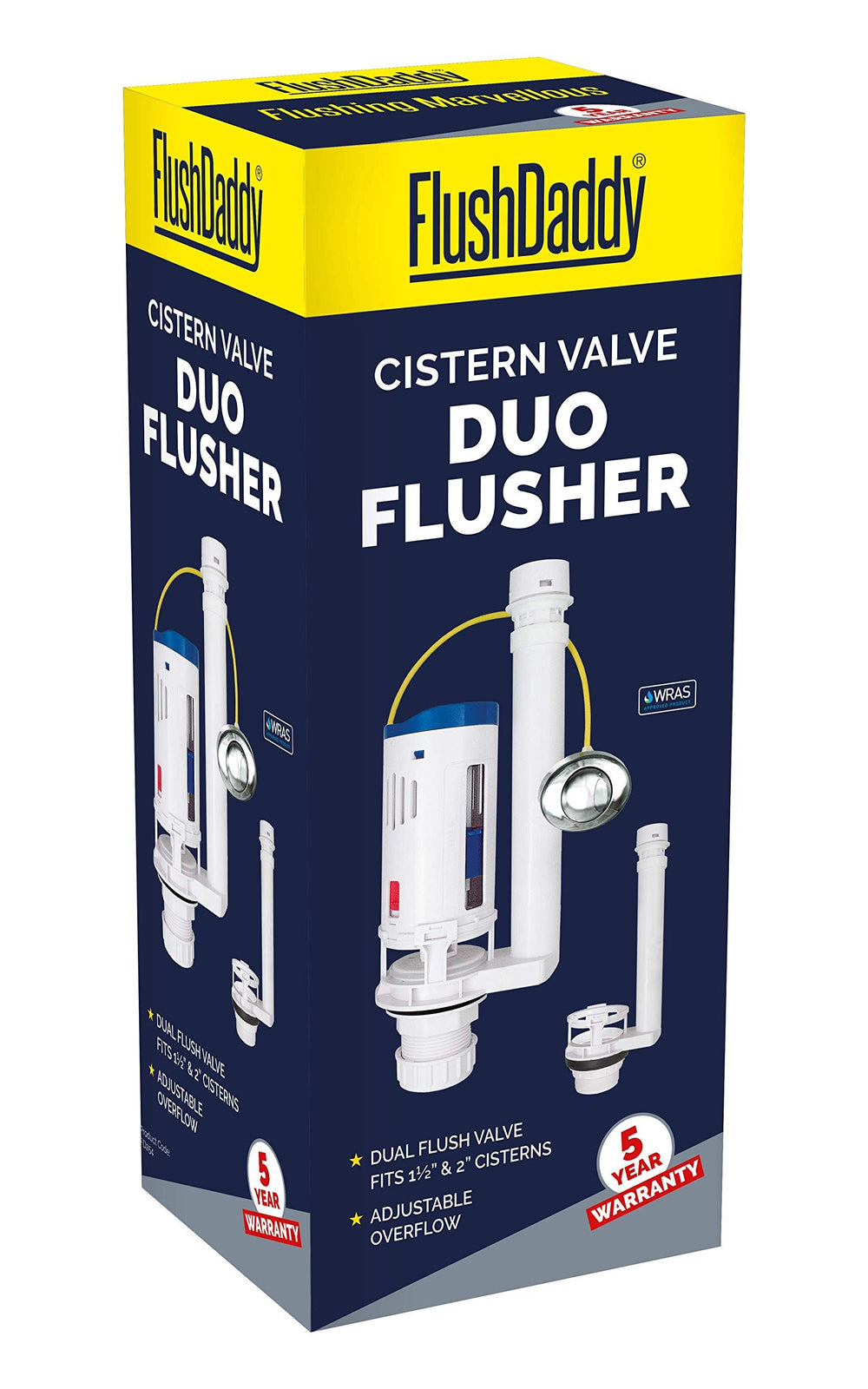 FlushDaddy NP254 Toilet Dual Flush Valve 1.5 Inch and 2 Inch Universal Push Button