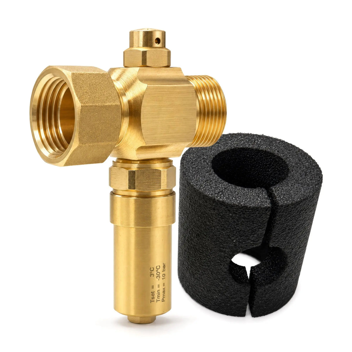 LavaTap 1in male x female swivel anti freeze valve – main, valve with foam shell