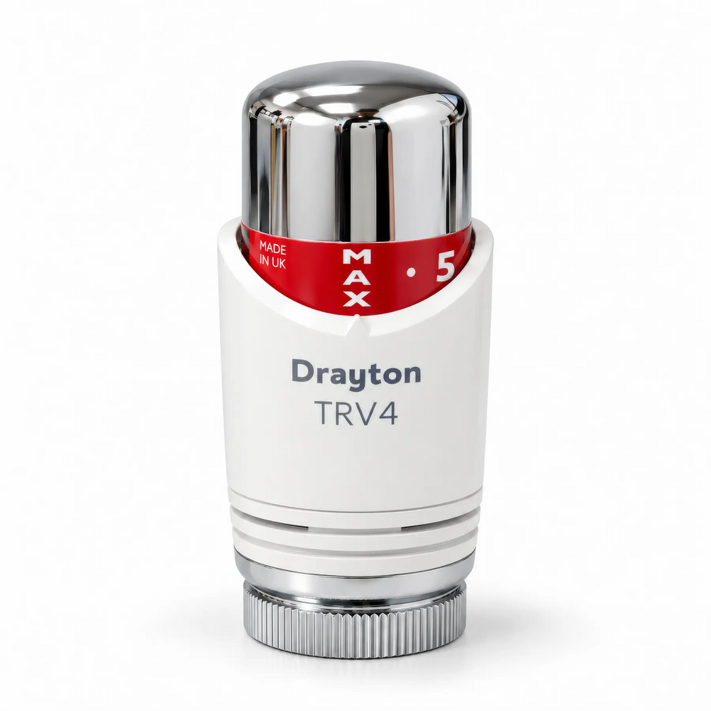 Drayton TRV4 Classic Thermostatic Radiator Valve Sensing Head Only - Chrome and White, Part 07 25 006 Drayton
