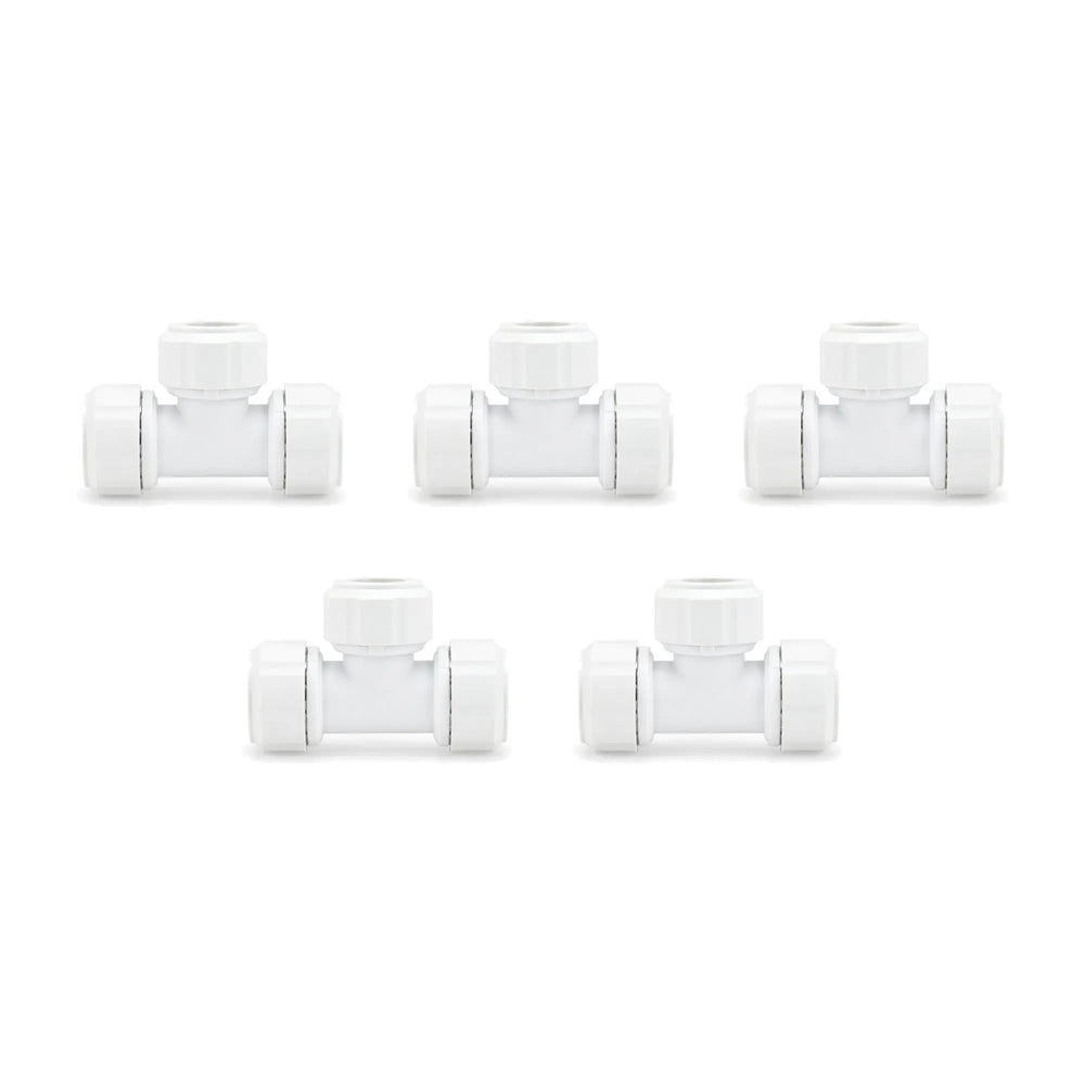 LavaPlumb 22mm push fit equal tee, white, 5 pack