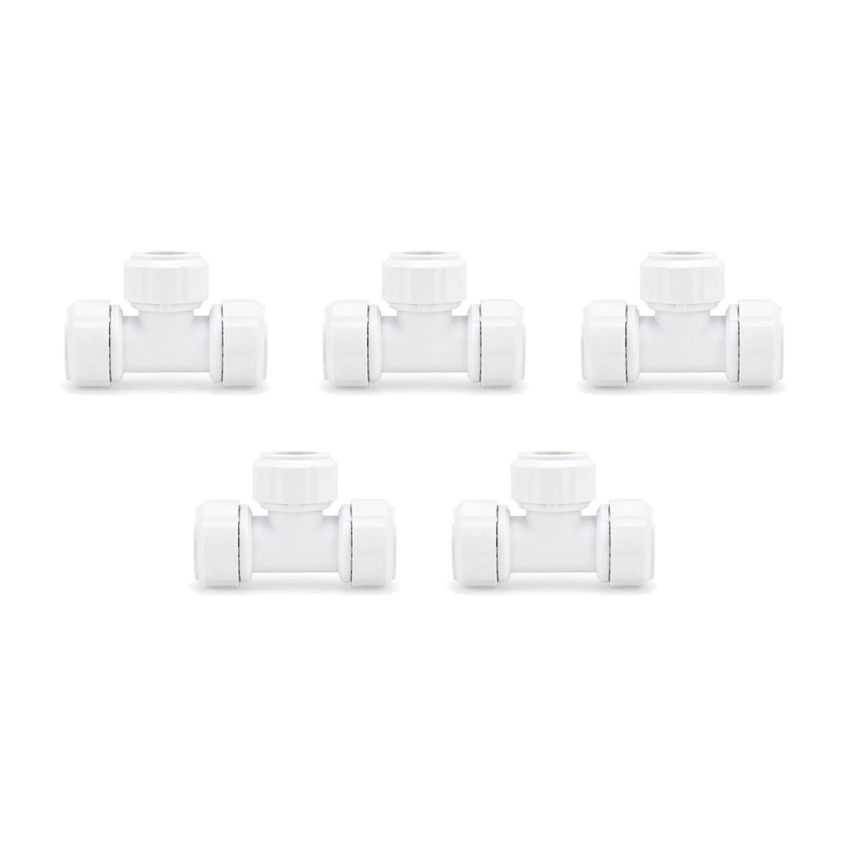 LavaPlumb 22mm push fit equal tee, white, 5 pack
