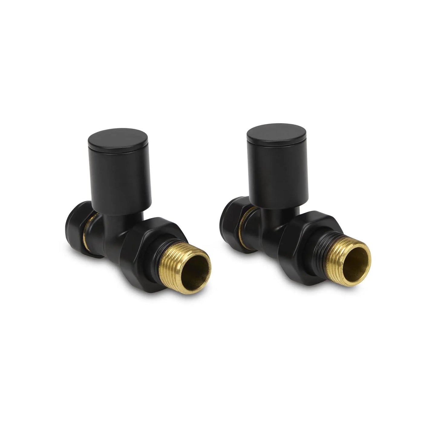 LavaTherm Straight Black Radiator Valves Pair 15mm
