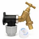 LavaTap 3/4 Inch Brass Garden Tap Kit with 25 mm MDPE Wall Plate Elbow and PTFE Tape LavaTap