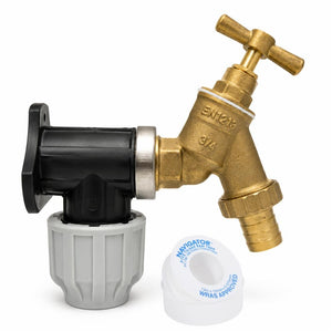 LavaTap 3/4 Inch Brass Garden Tap Kit with 25 mm MDPE Wall Plate Elbow and PTFE Tape