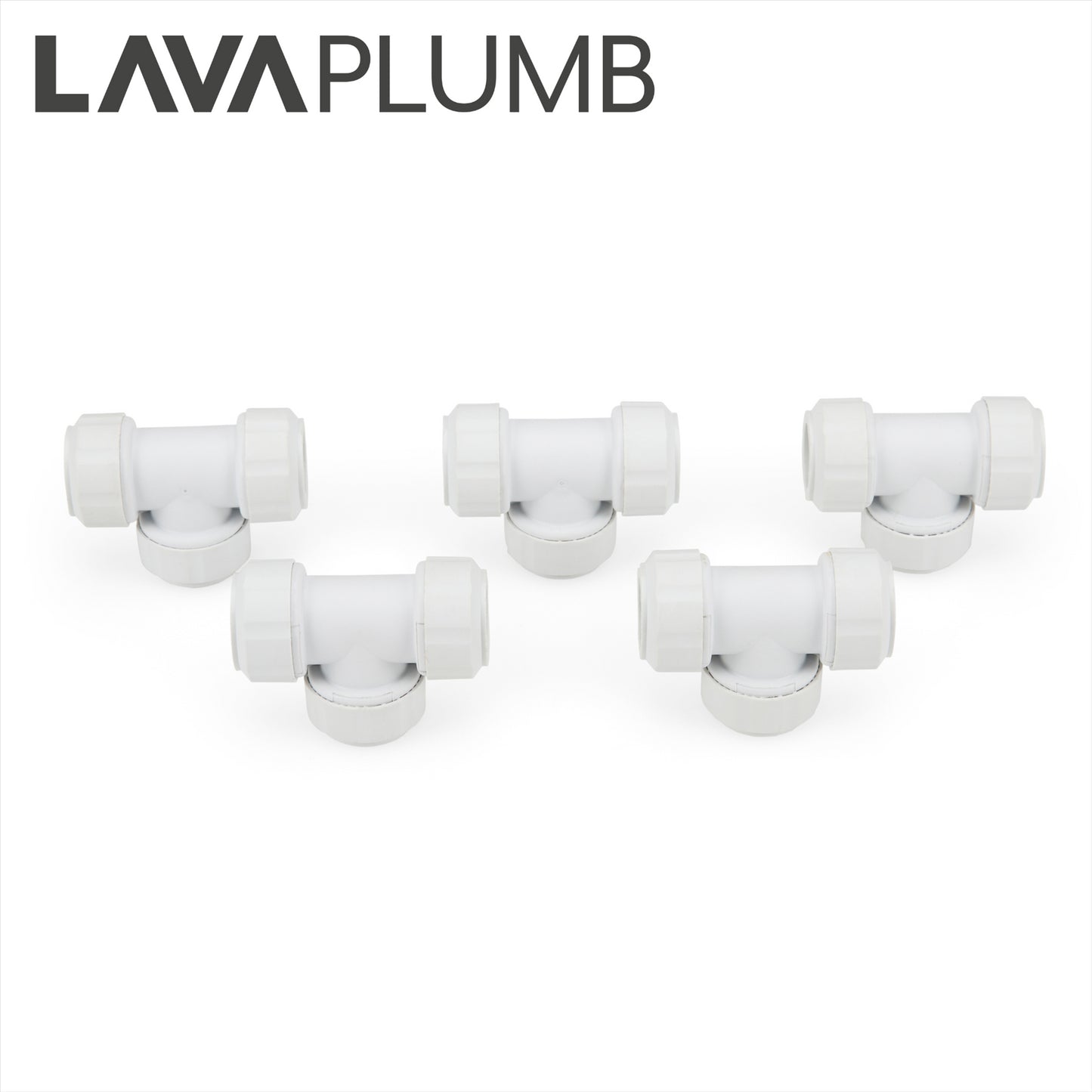 LavaPlumb 22mm Pushfit Tee White 5 Pack