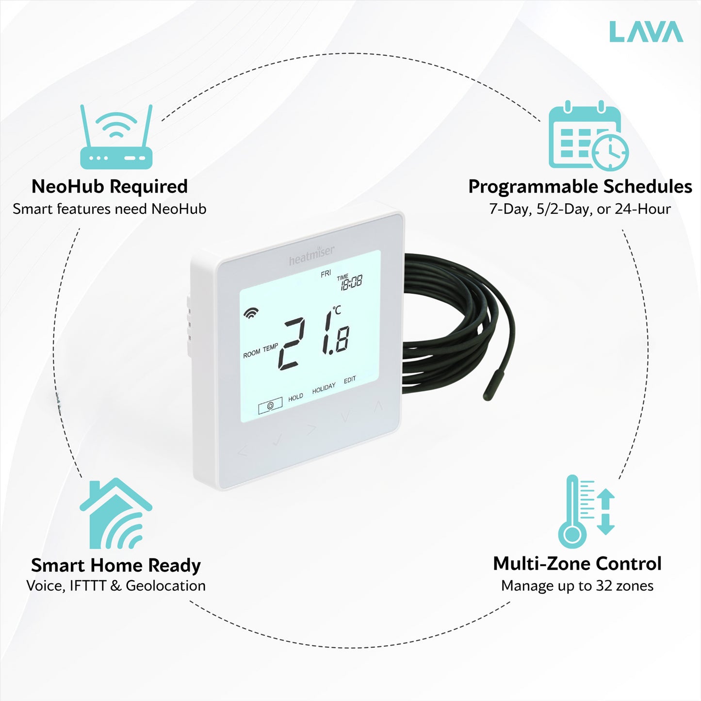 Heatmiser NeoStat-E V2 Electric Heating Thermostat - White