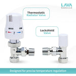 OPENBOX - Thermostatic Radiator Valve TRV & Lockshield 15mm Angled LavaTap