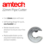 Amtech 22mm Pipe Cutter Amtech - Close Up Detail