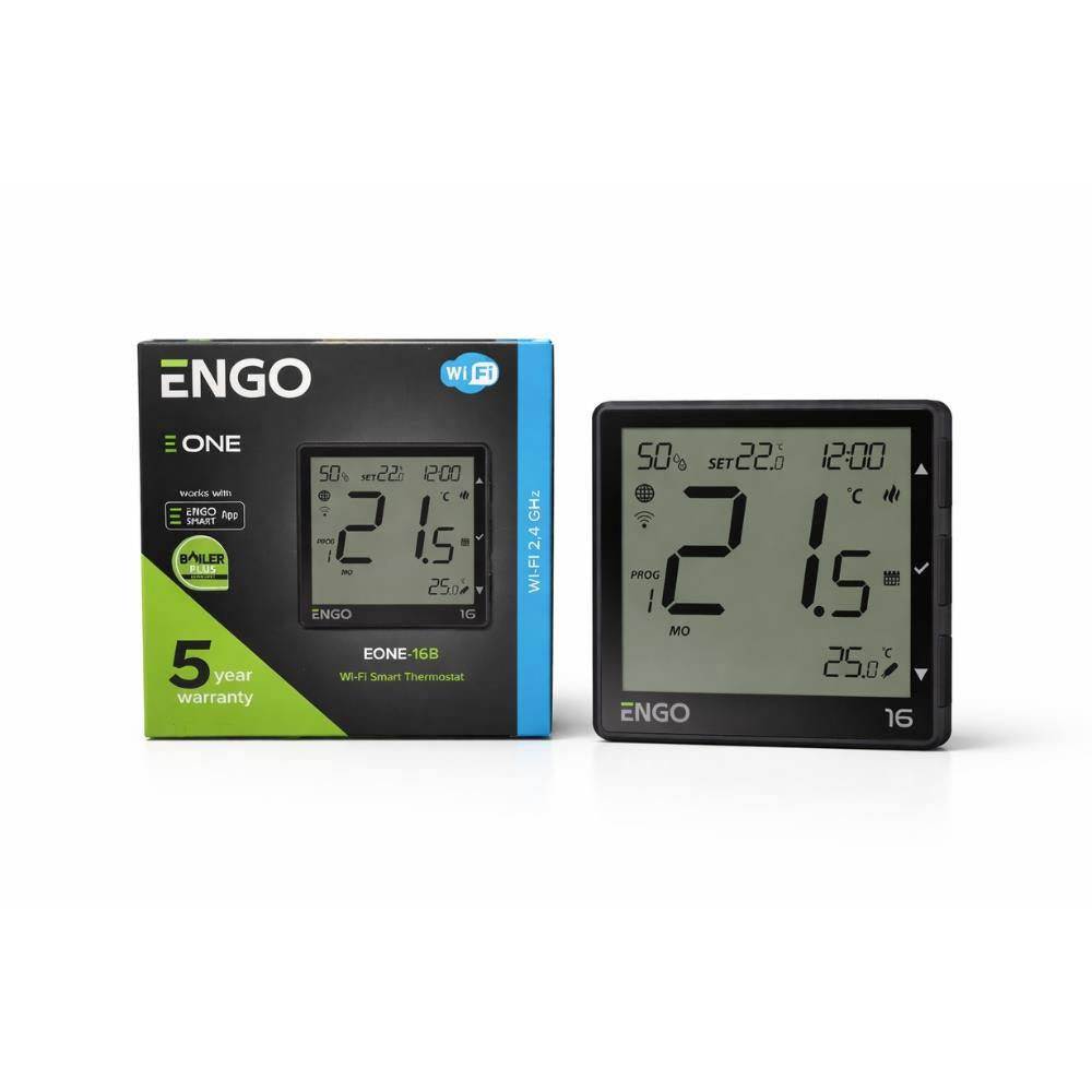ENGO EONE-16W Wi-Fi Smart Thermostat 16A Relay - Black ENGO - Close Up Detail