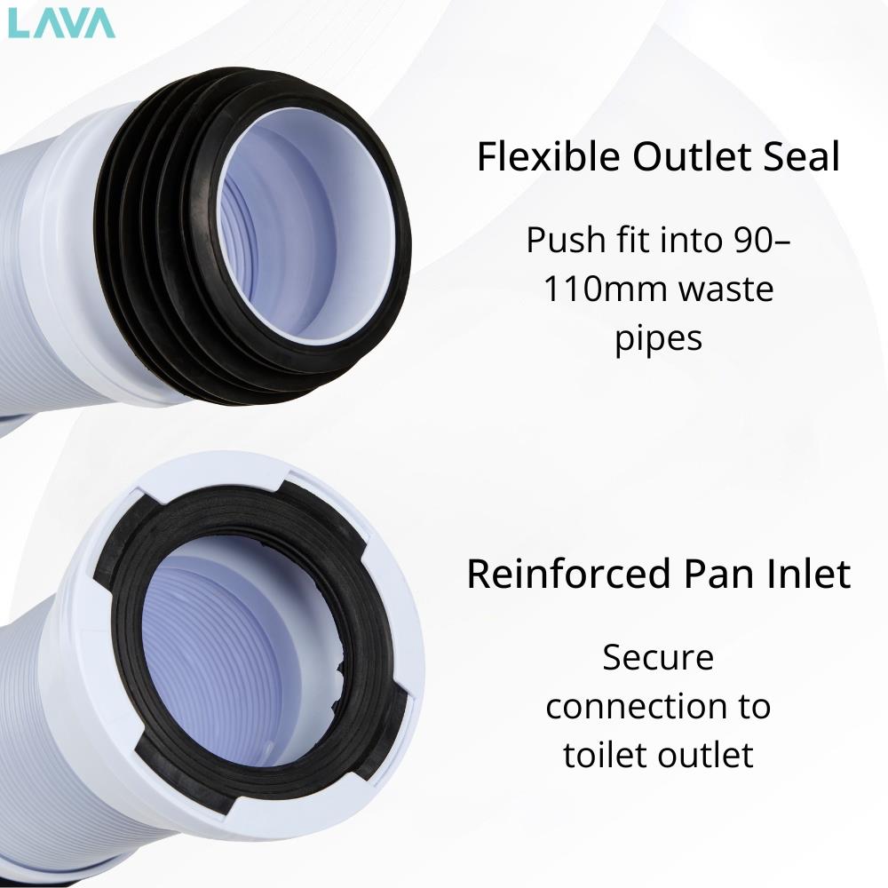 Flexible Toilet Pan Connector Universal WC Flexi 260 to 550mm LavaTap