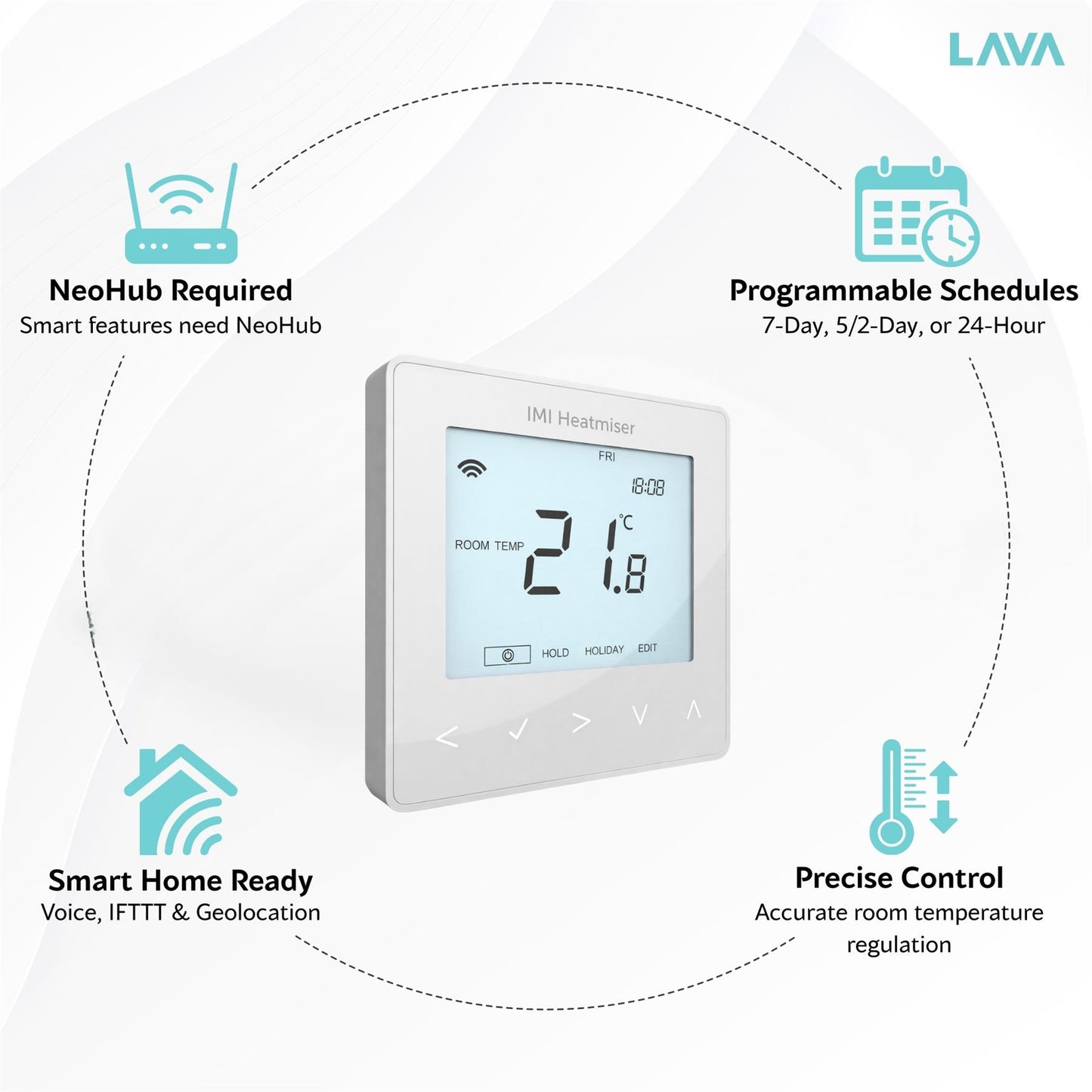 Heatmiser NeoStat V3 Programmable Wired Thermostat (Glacier White) Heatmiser