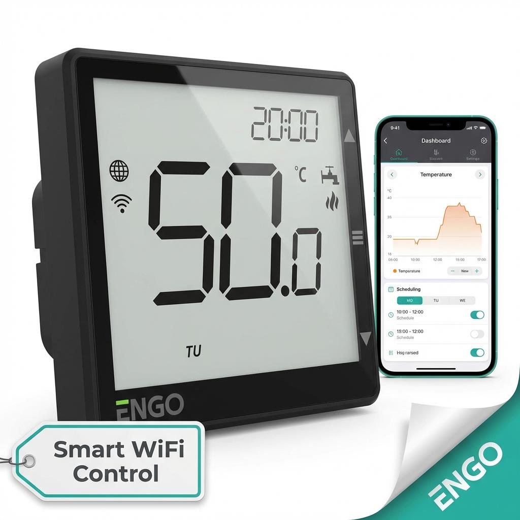 ENGO EHW-B Hot Water Timer Programmable Immersion Heater Controller - Black ENGO Controls - Side Profile
