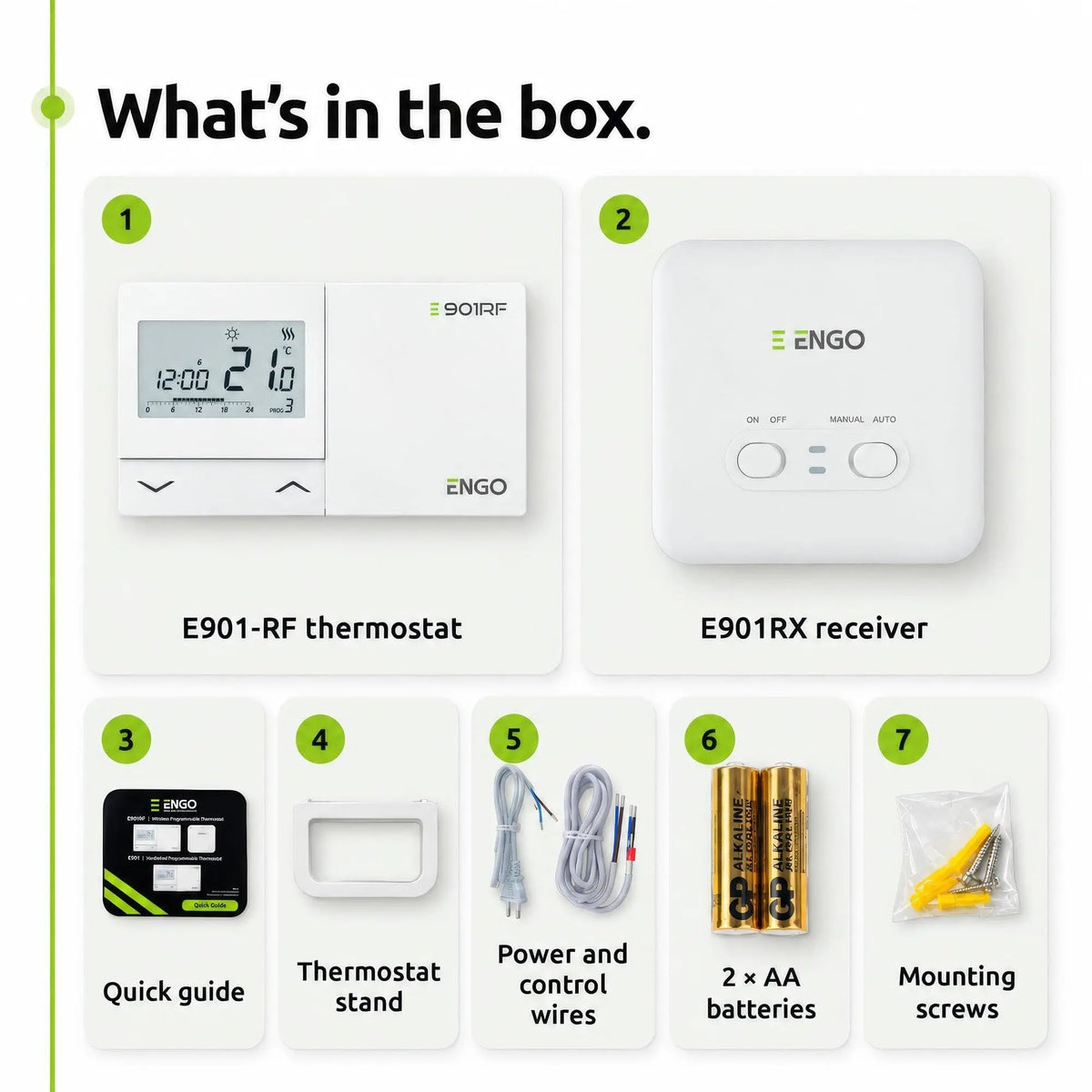 ENGO E901-RF wireless thermostat and receiver