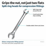 Split ring spanner grips the nut