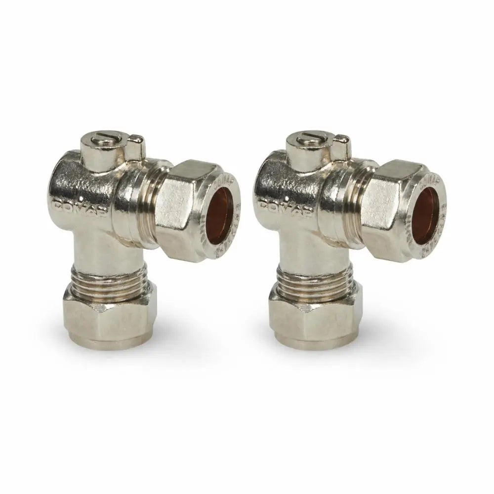 15mm Angled Chrome ISO Isolation Valve (WRAS) Compression - 2 Pack Lava