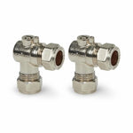 15mm Angled Chrome ISO Isolation Valve (WRAS) Compression - 2 Pack Lava