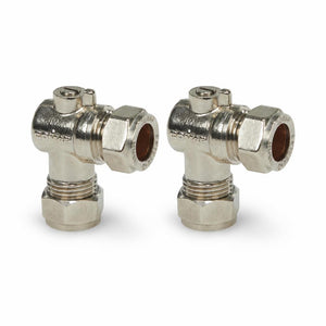 15mm Angled Chrome ISO Isolation Valve (WRAS) Compression - 2 Pack