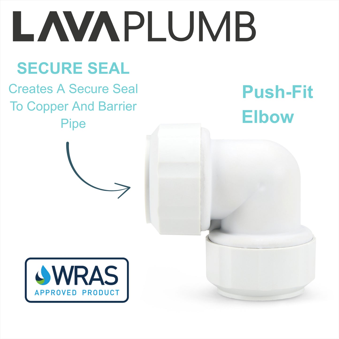 LavaPlumb 22mm Pushfit Elbow White 5 Pack
