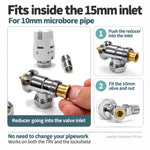 LavaTap microbore TRV set 15mm 10mm - how reducers fit