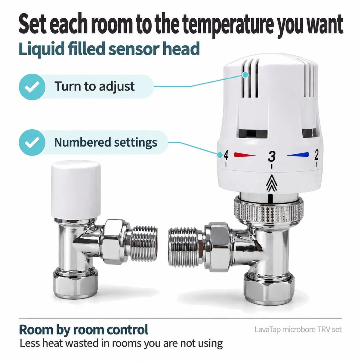 LavaTap microbore TRV set 15mm 10mm - room control