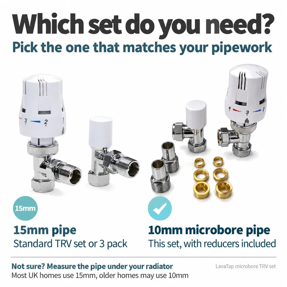 LavaTap microbore TRV set 15mm 10mm - which set