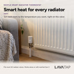 Heatmiser neoFlo – fitted on a radiator valve in a living room