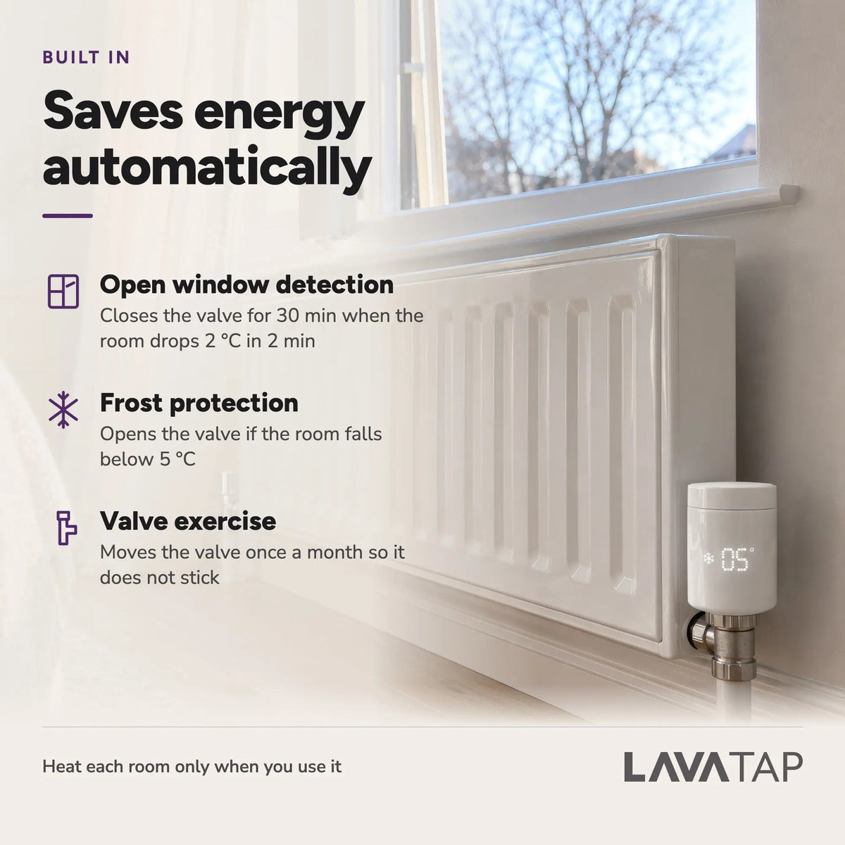 Heatmiser neoFlo – open window detection, frost protection, valve exercise