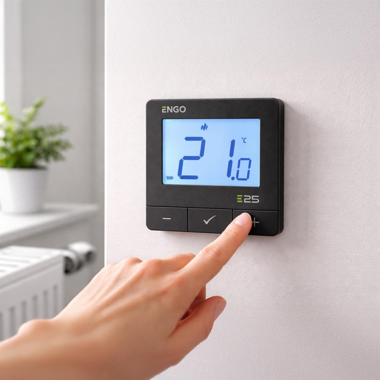 ENGO E25 Smart Thermostat Starter Pack Zigbee Radiator Control Black ENGO - Rear View