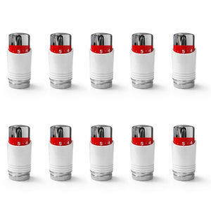 LavaTherm White & Chrome (Curved) Thermostatic Radiator Valve TRV Head M30 x 1.5 - 10 Pack