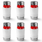 LavaTherm White & Chrome (Curved) Thermostatic Radiator Valve TRV Head M30 x 1.5 - 6 Pack LavaTherm