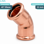 LavaPlumb Copper Pressfit 45 Degree Elbow - 22mm LavaPlumb