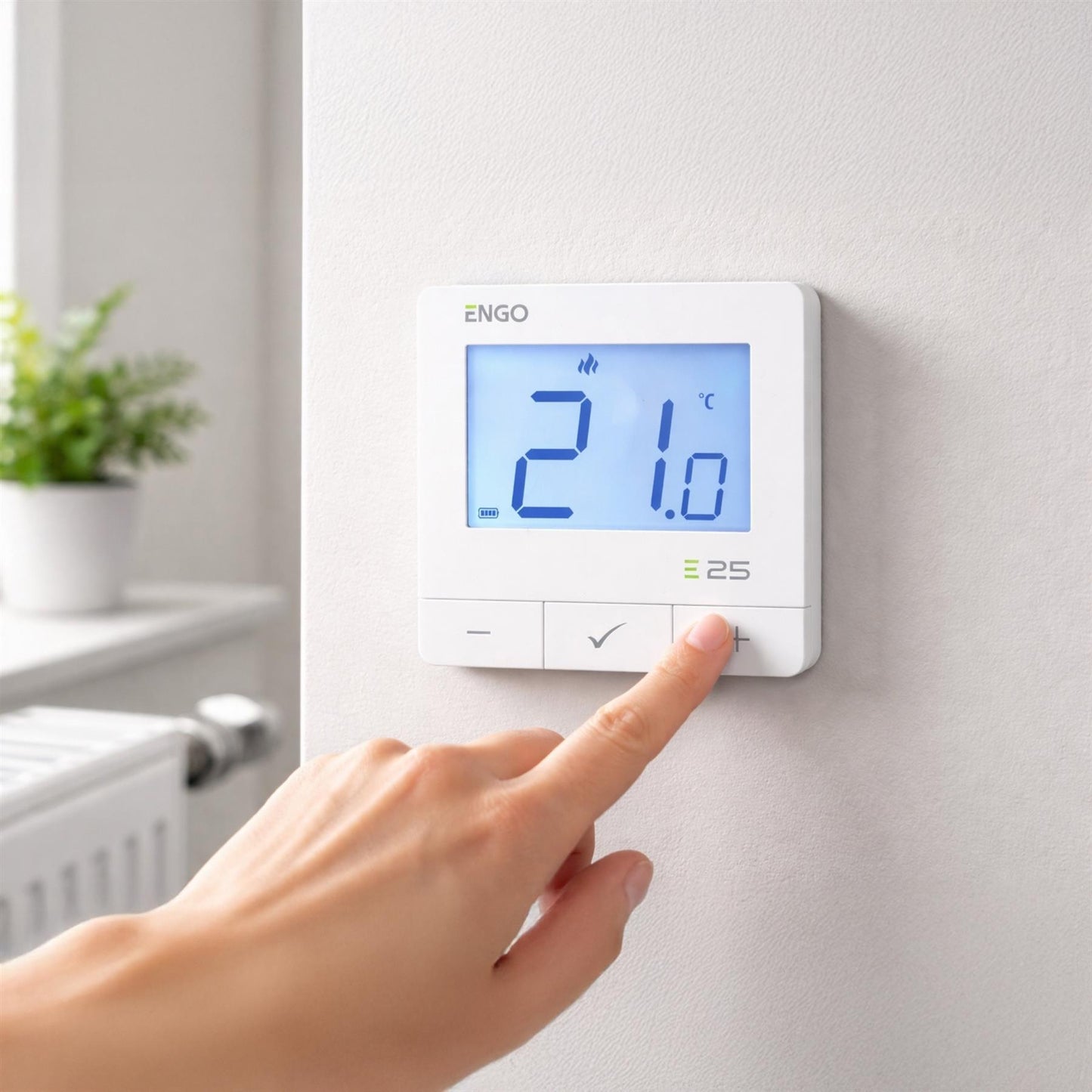 ENGO E25 Smart Thermostat Kit Zigbee Radiator Control White ENGO - Side Profile