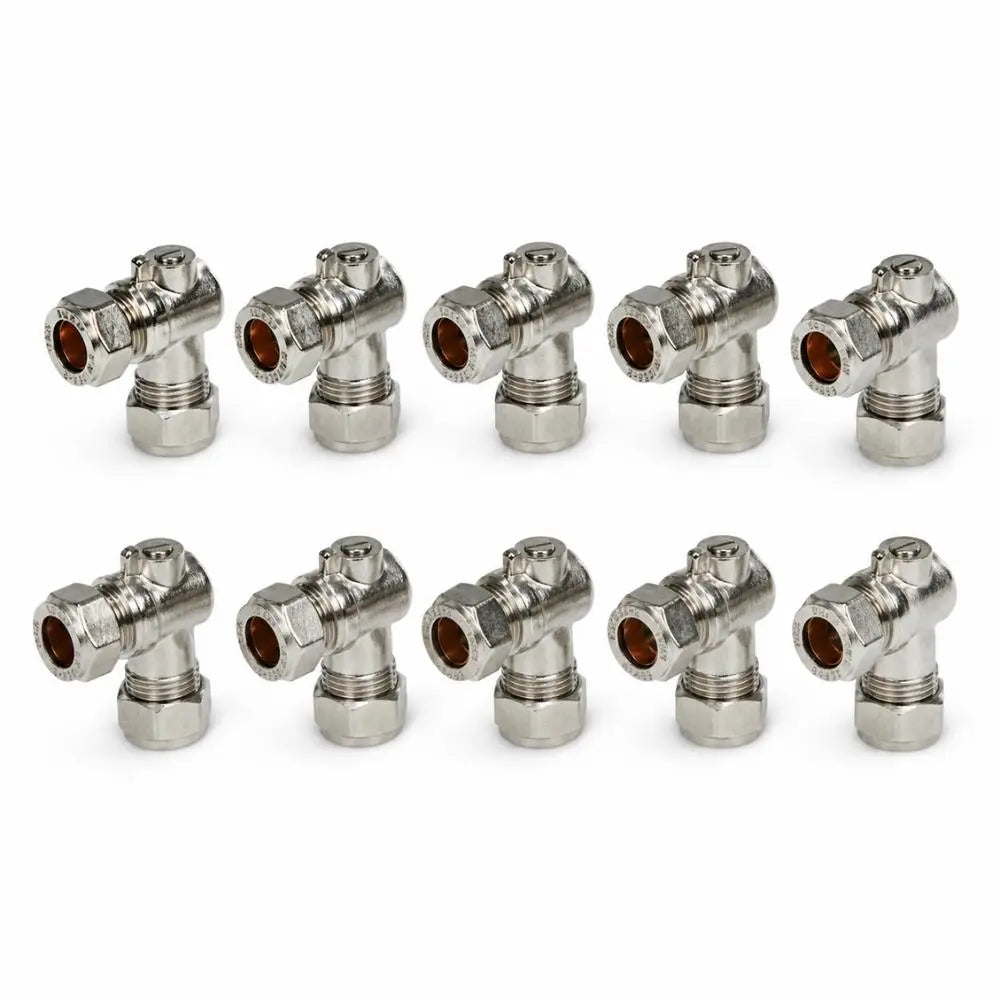 15mm Angled Chrome ISO Isolation Valve (WRAS) Compression - 10 Pack Lava